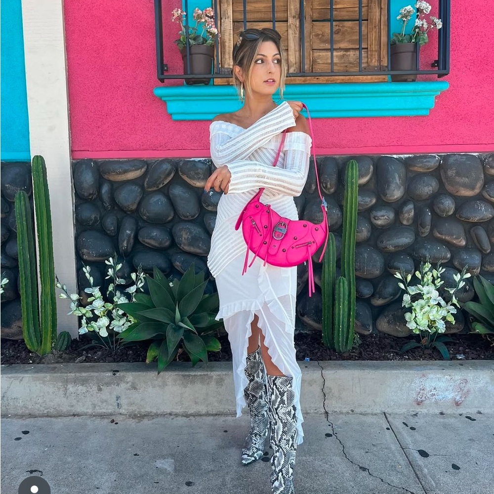Tessa Crushed Shoulder Bag - Bright Pink